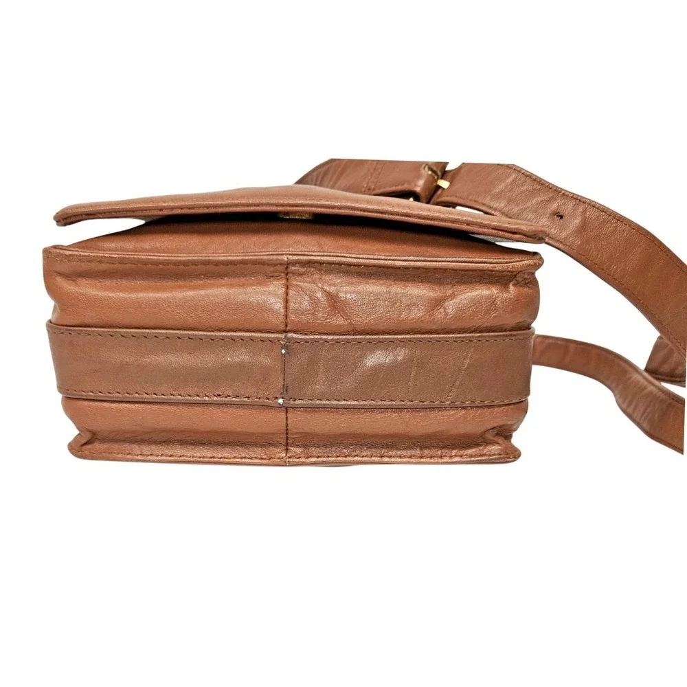 VTG 90s Valerie Stevens Brown Genuine Leather Crossbody Bag Minimalist Purse‎